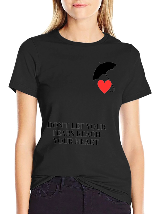 Heart Umbrella Graphic Black T-Shirt