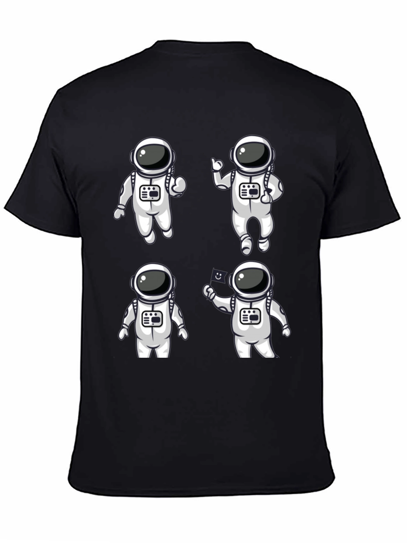 Astronaut Cartoon Graphic Black T-Shirt