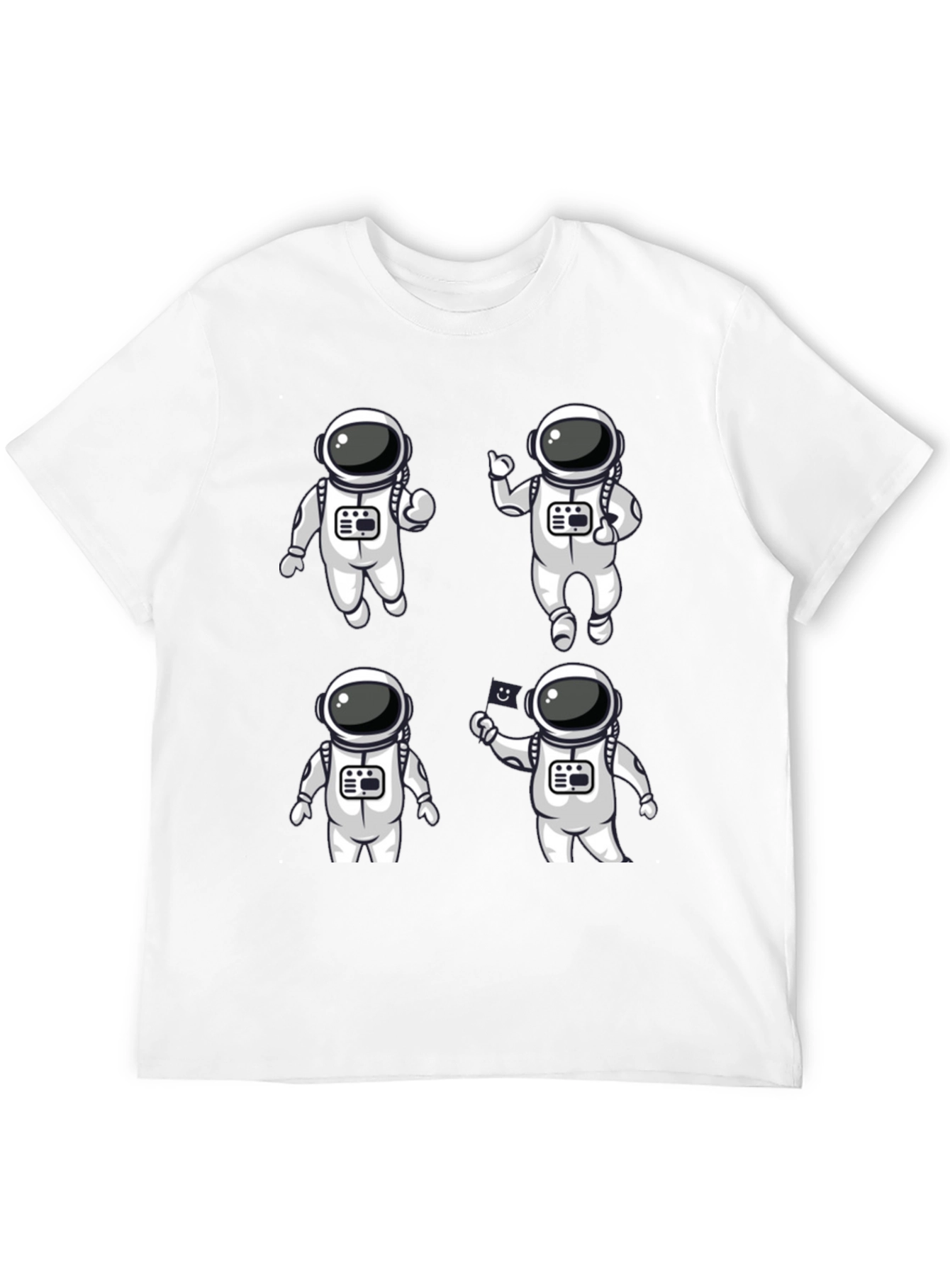 Astronaut Cartoon Graphic Black T-Shirt