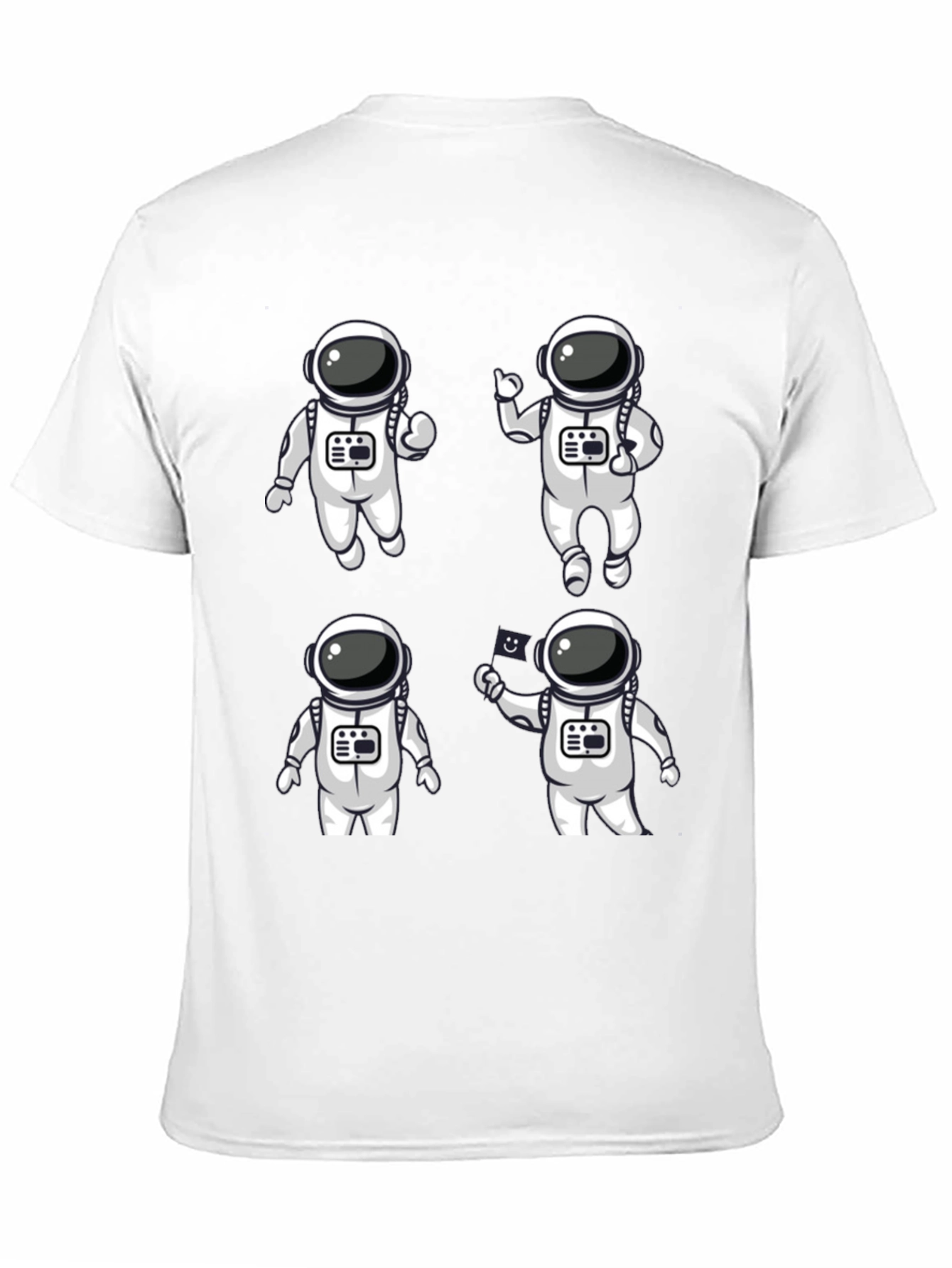 Astronaut Cartoon Graphic Black T-Shirt