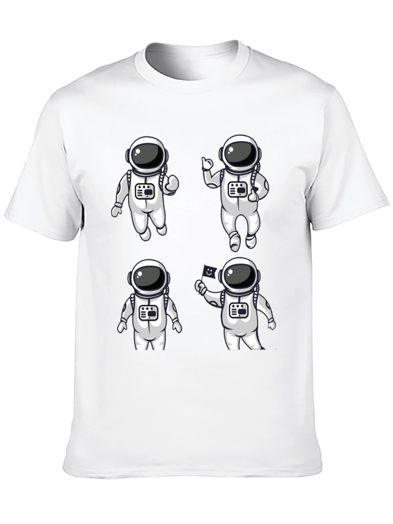 Astronaut Cartoon Graphic Black T-Shirt
