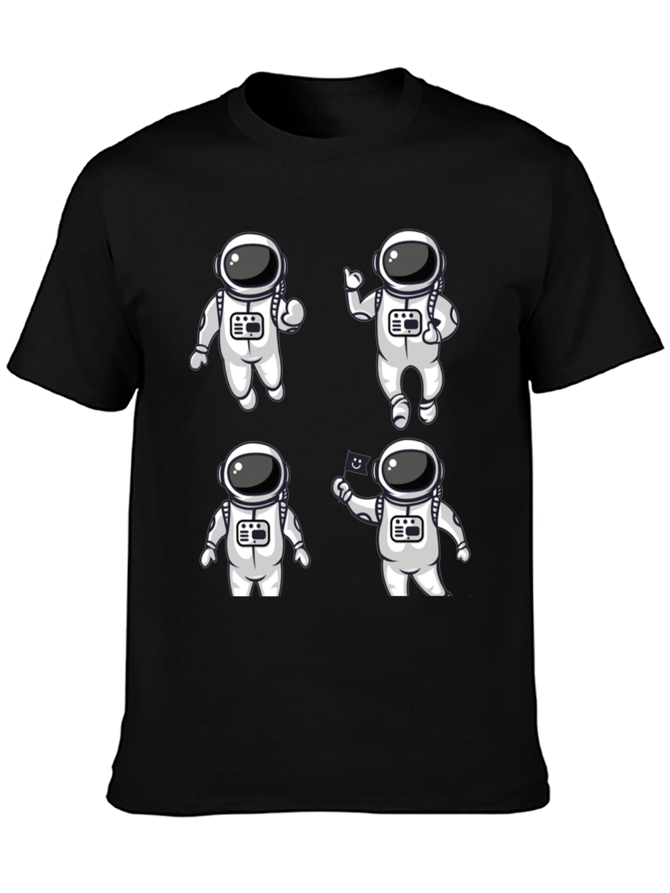 Astronaut Cartoon Graphic Black T-Shirt