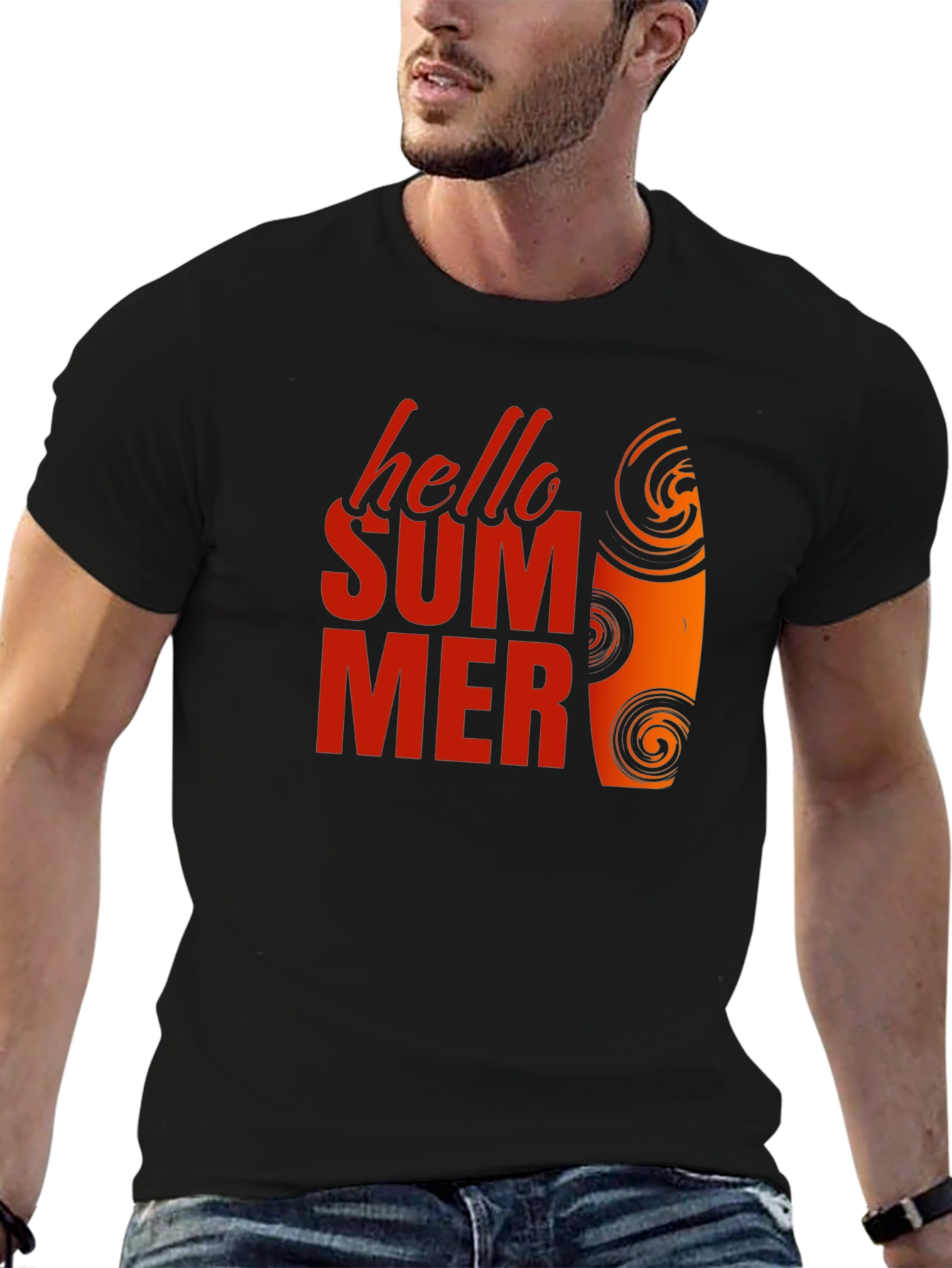 Hello Summer Graphic Tee - Black Cotton T-Shirt