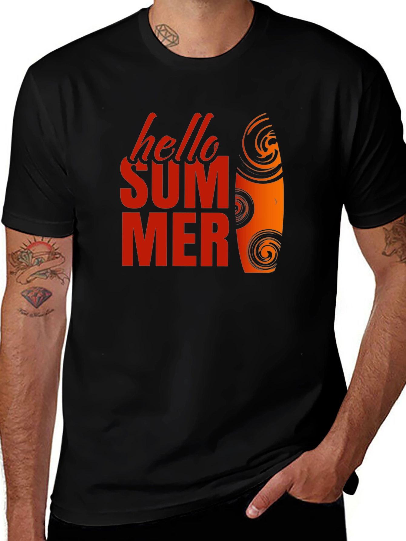 Hello Summer Graphic Tee - Black Cotton T-Shirt