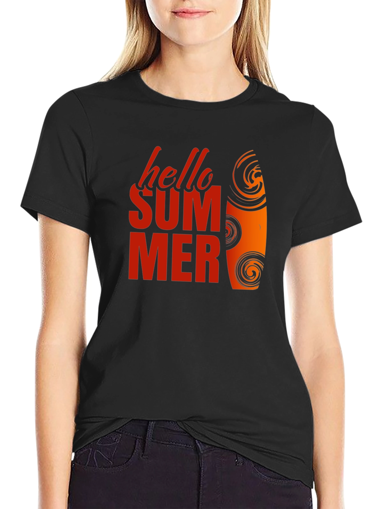 Hello Summer Graphic Tee - Black Cotton T-Shirt