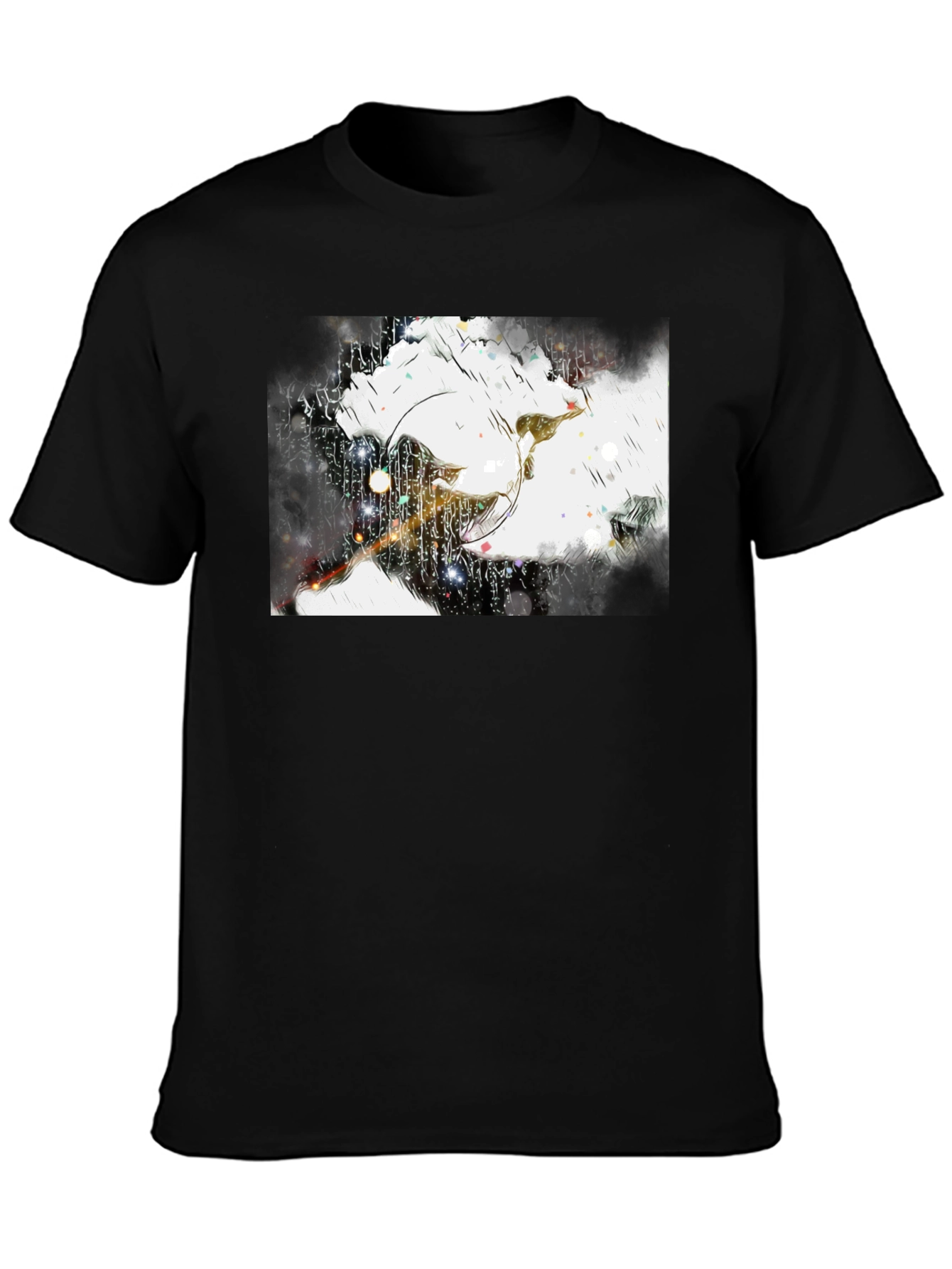Abstract Graphic Print Black Tee