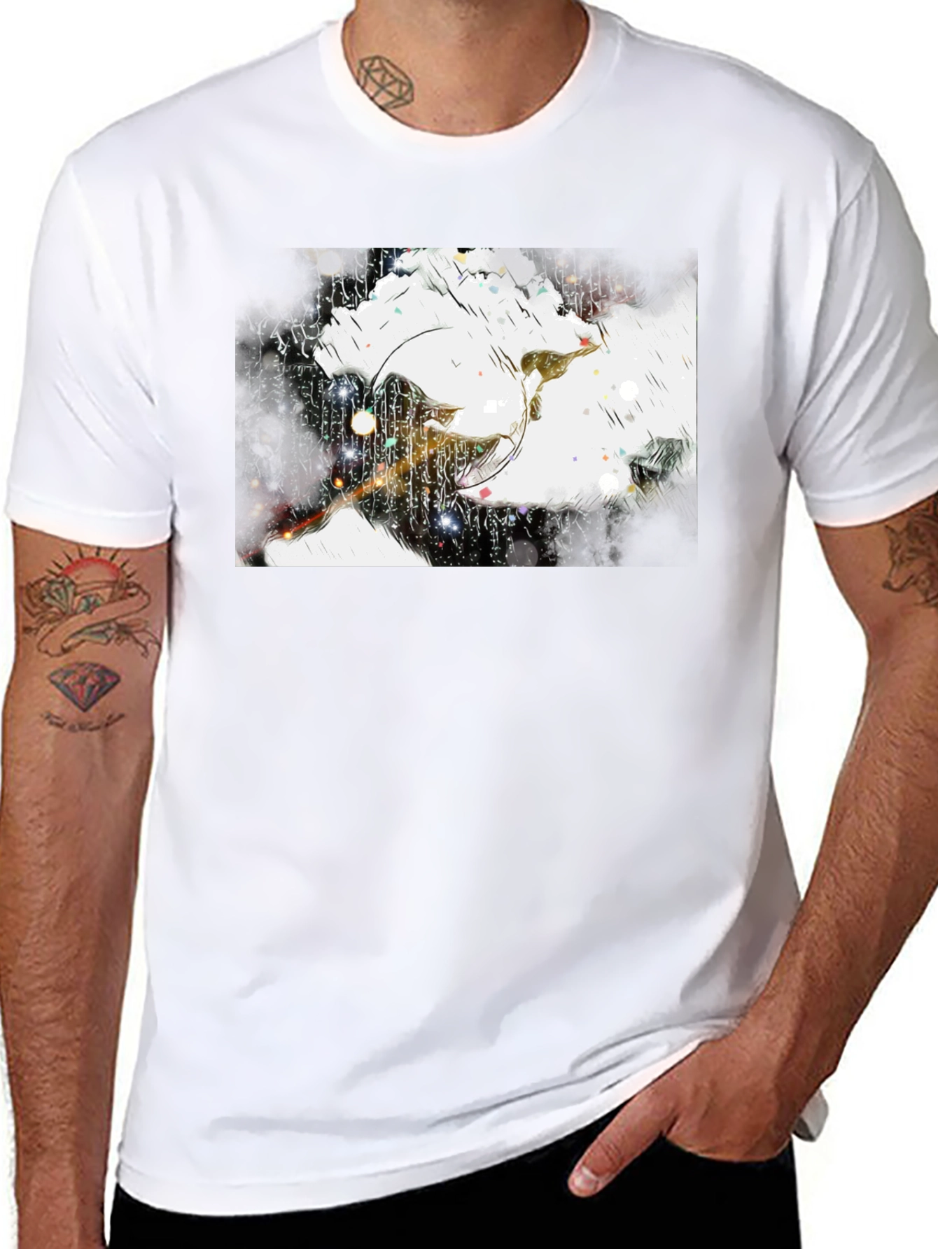 Abstract Graphic Print Black Tee