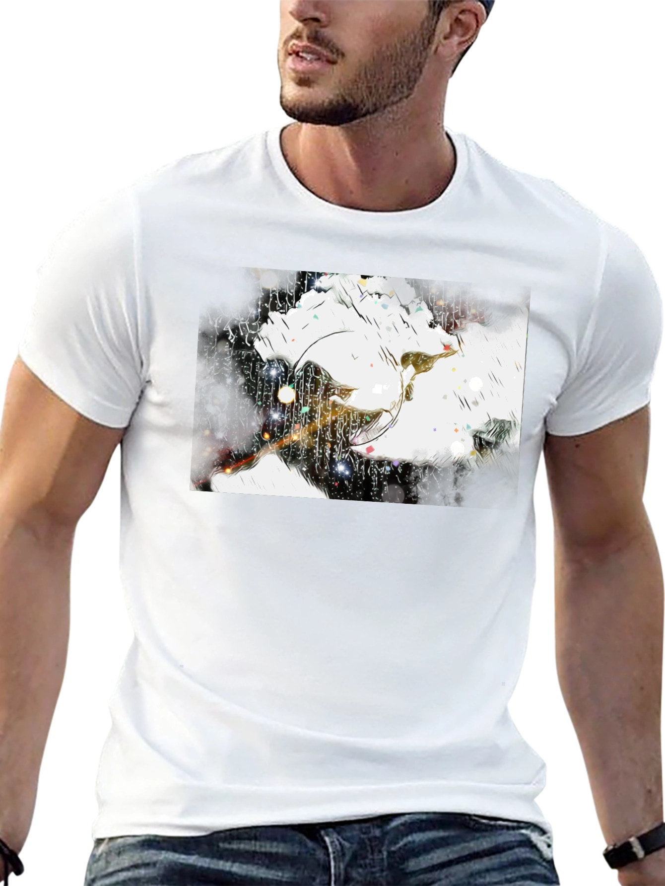 Abstract Graphic Print Black Tee