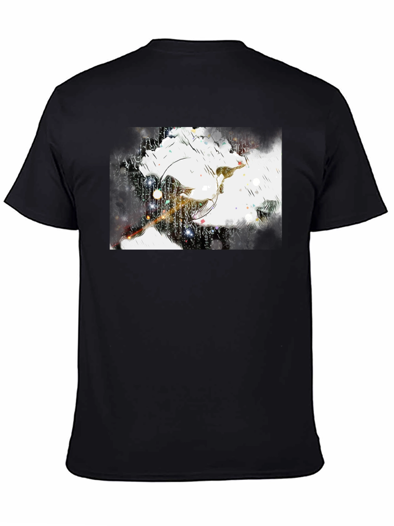 Abstract Graphic Print Black Tee