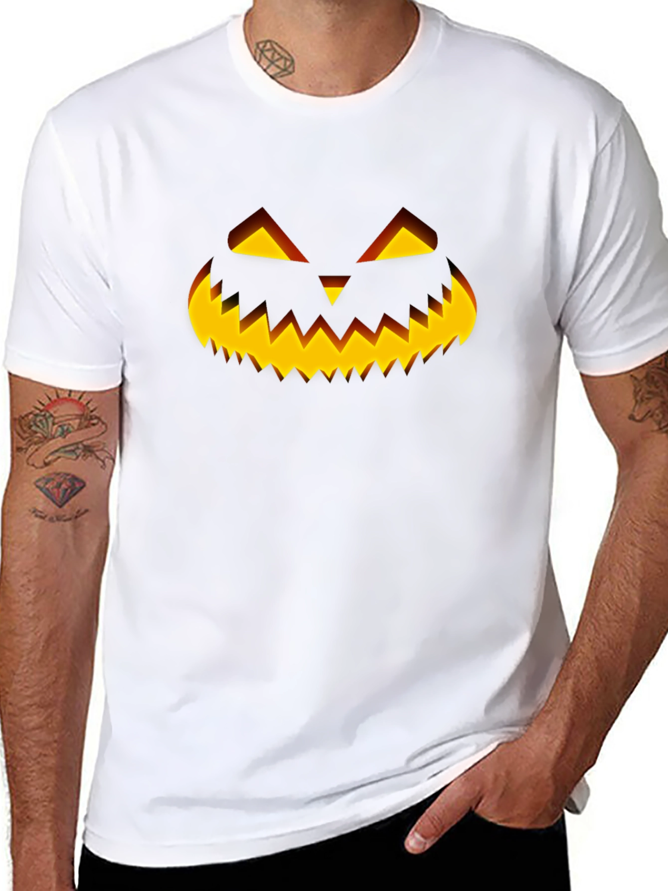 Halloween Pumpkin Face Black T-Shirt