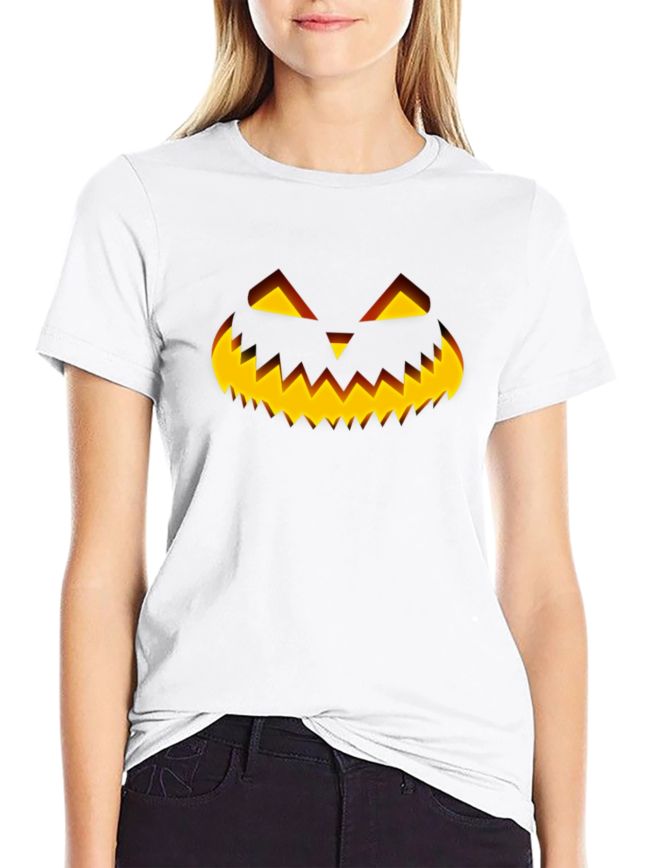 Halloween Pumpkin Face Black T-Shirt