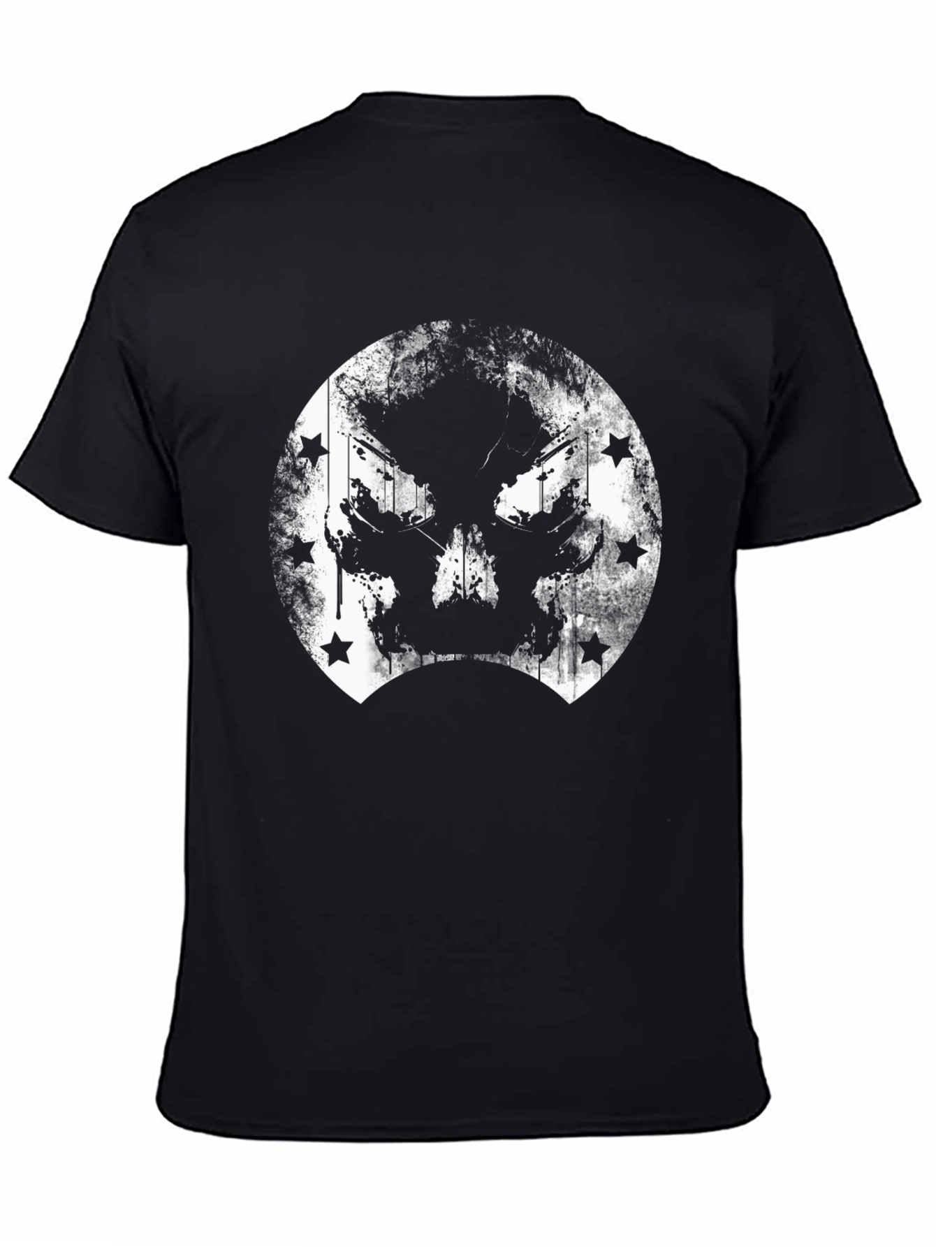 Grunge Skull & Stars Graphic T-Shirt