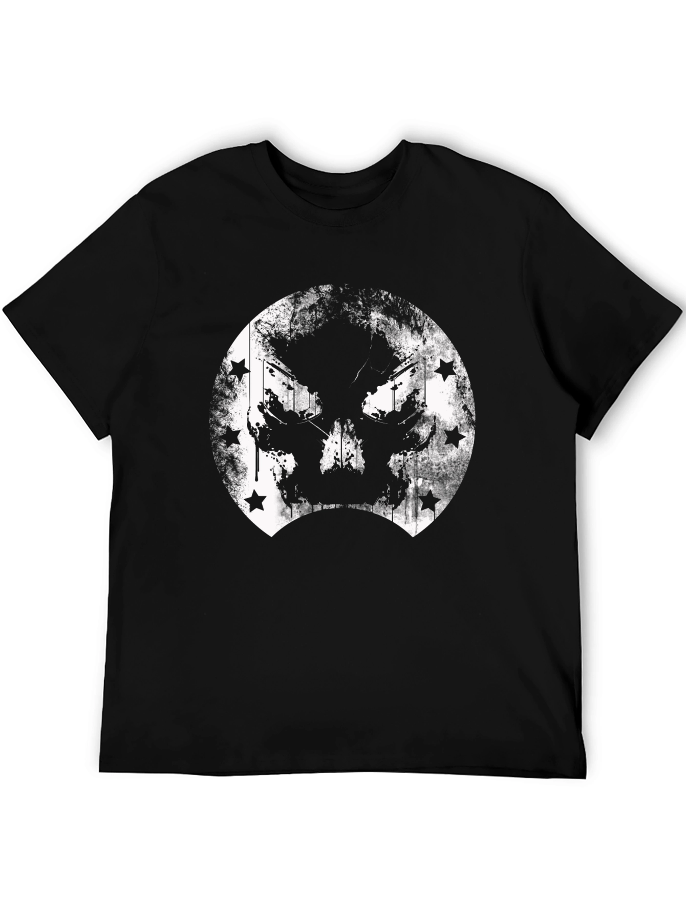 Grunge Skull & Stars Graphic T-Shirt