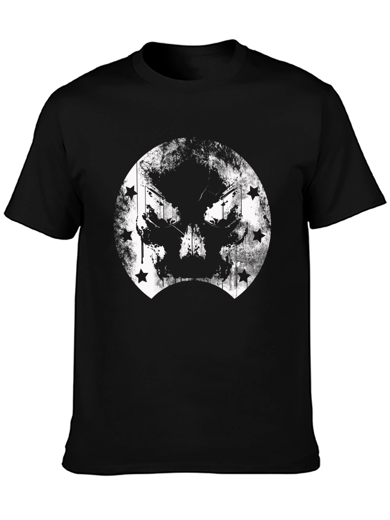 Grunge Skull & Stars Graphic T-Shirt