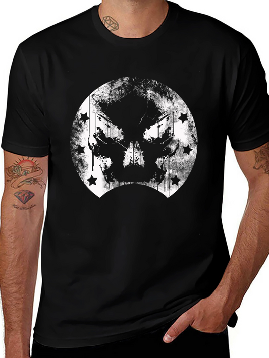 Grunge Skull & Stars Graphic T-Shirt