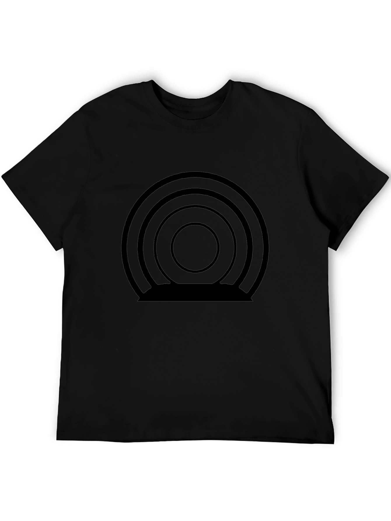 Abstract Concentric Circle Graphic Tee - Modern Black T-Shirt