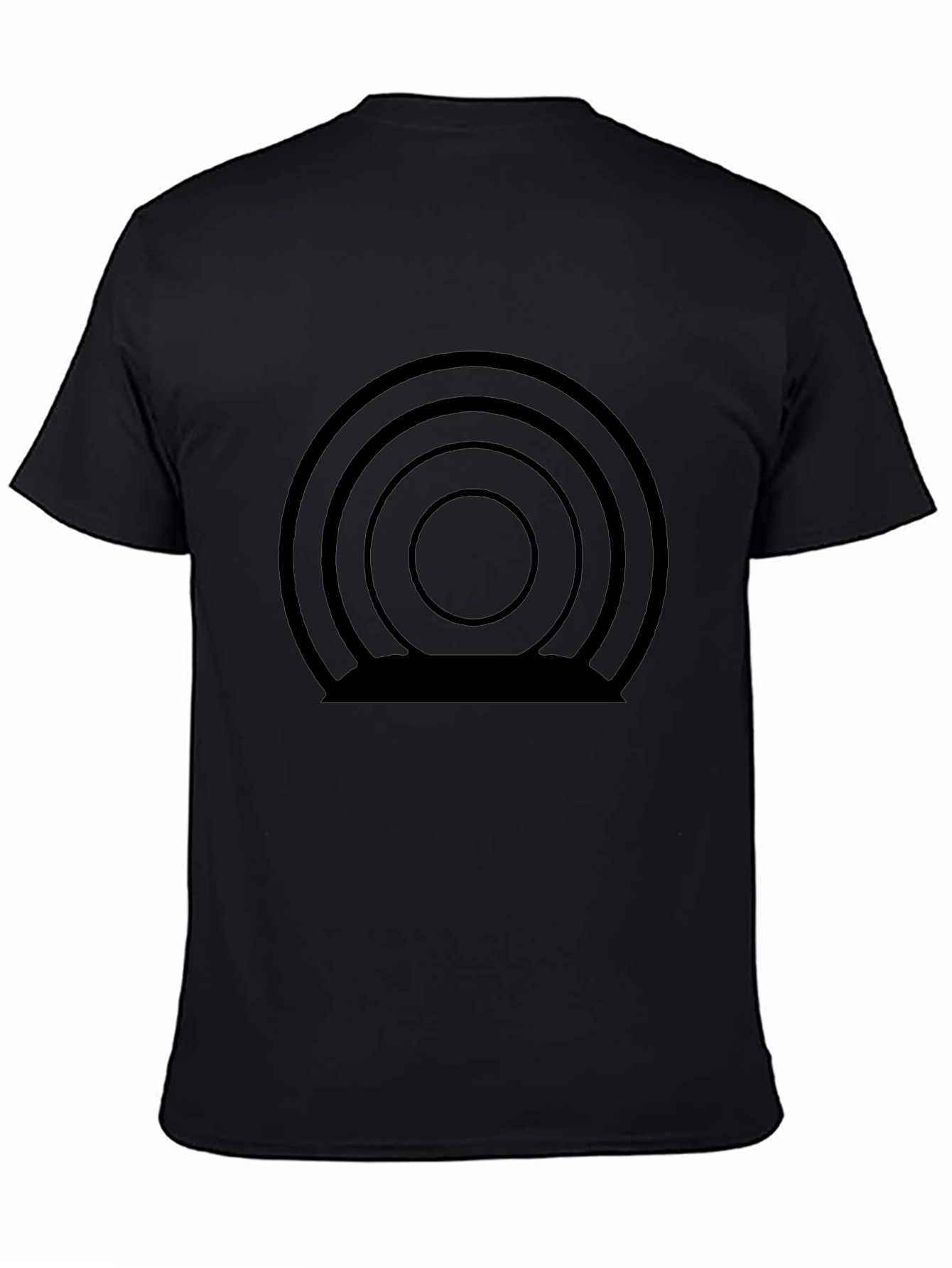Abstract Concentric Circle Graphic Tee - Modern Black T-Shirt