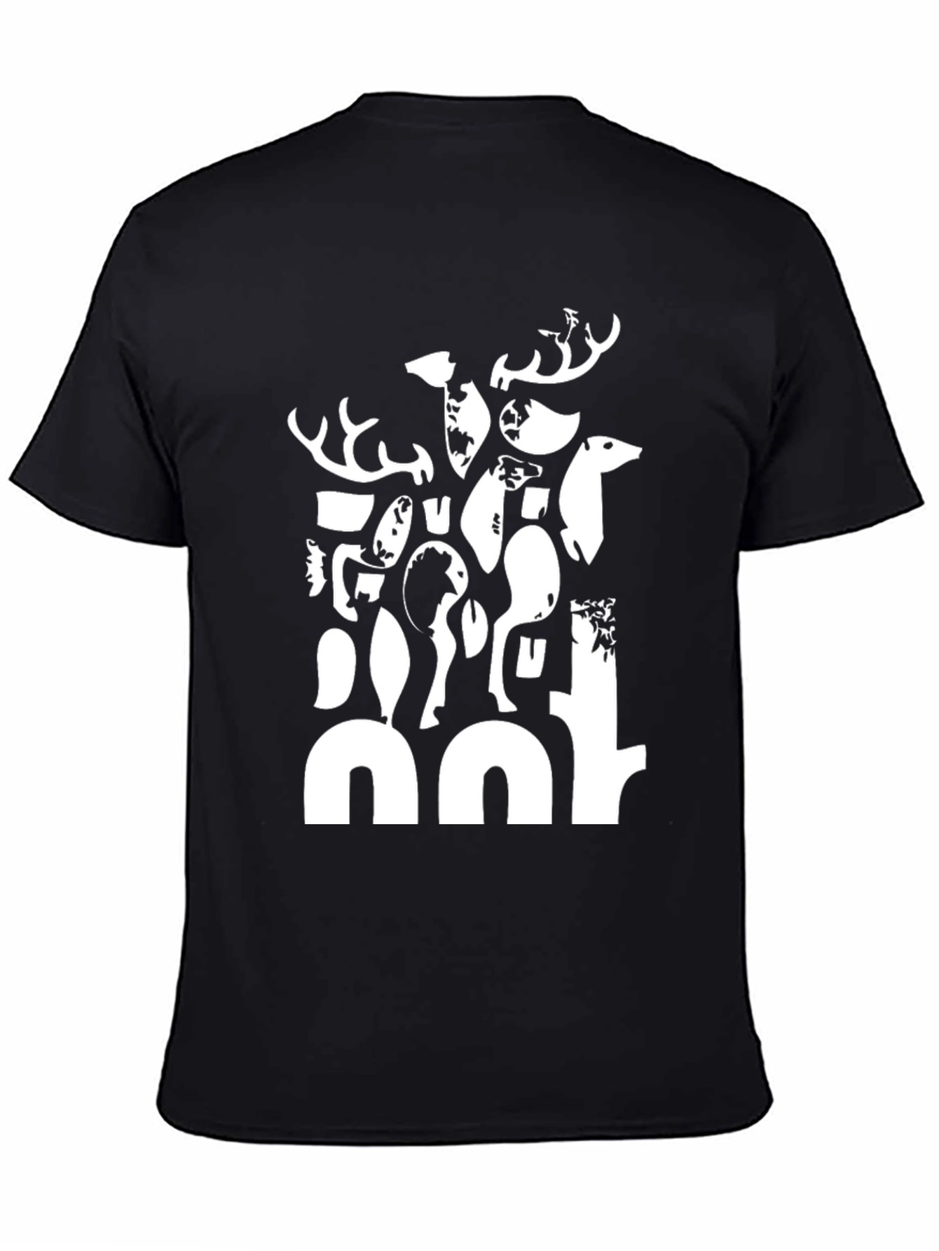 Abstract Deer Black Graphic T-Shirt