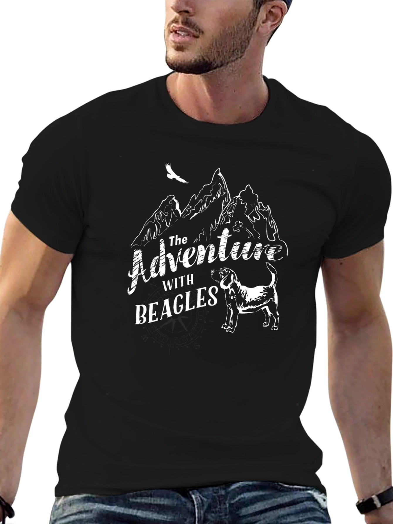 Adventure with Beagles Black T-Shirt