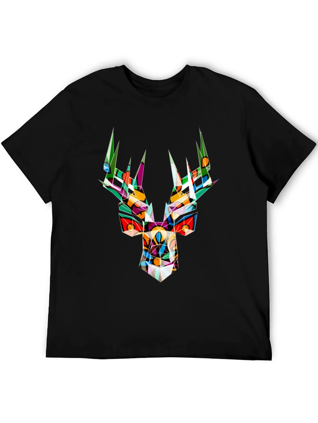 Abstract Geometric Deer Head Graphic Tee