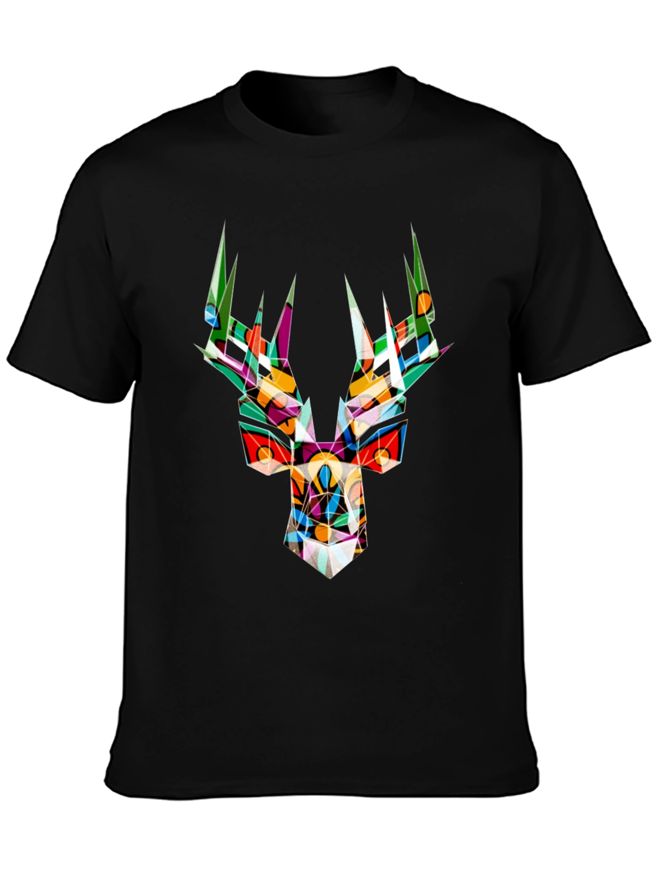 Abstract Geometric Deer Head Graphic Tee