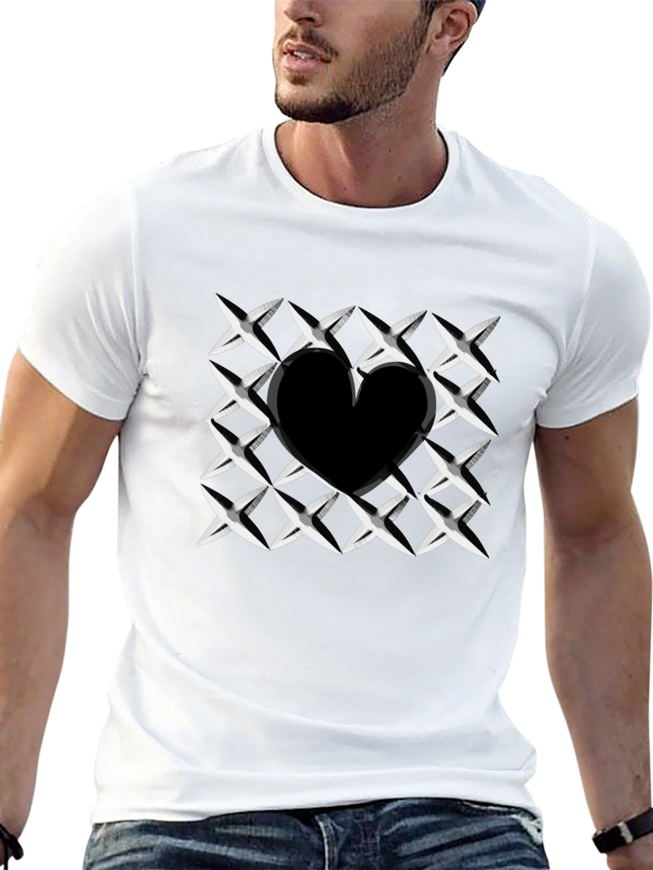 Heart Cutout T-Shirt - Stylish Black Graphic Tee