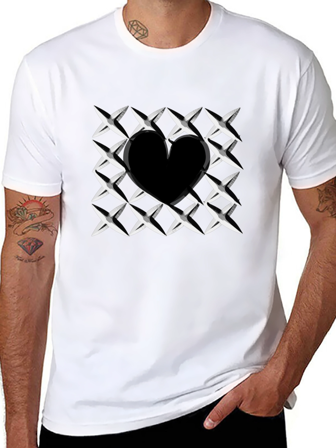 Heart Cutout T-Shirt - Stylish Black Graphic Tee
