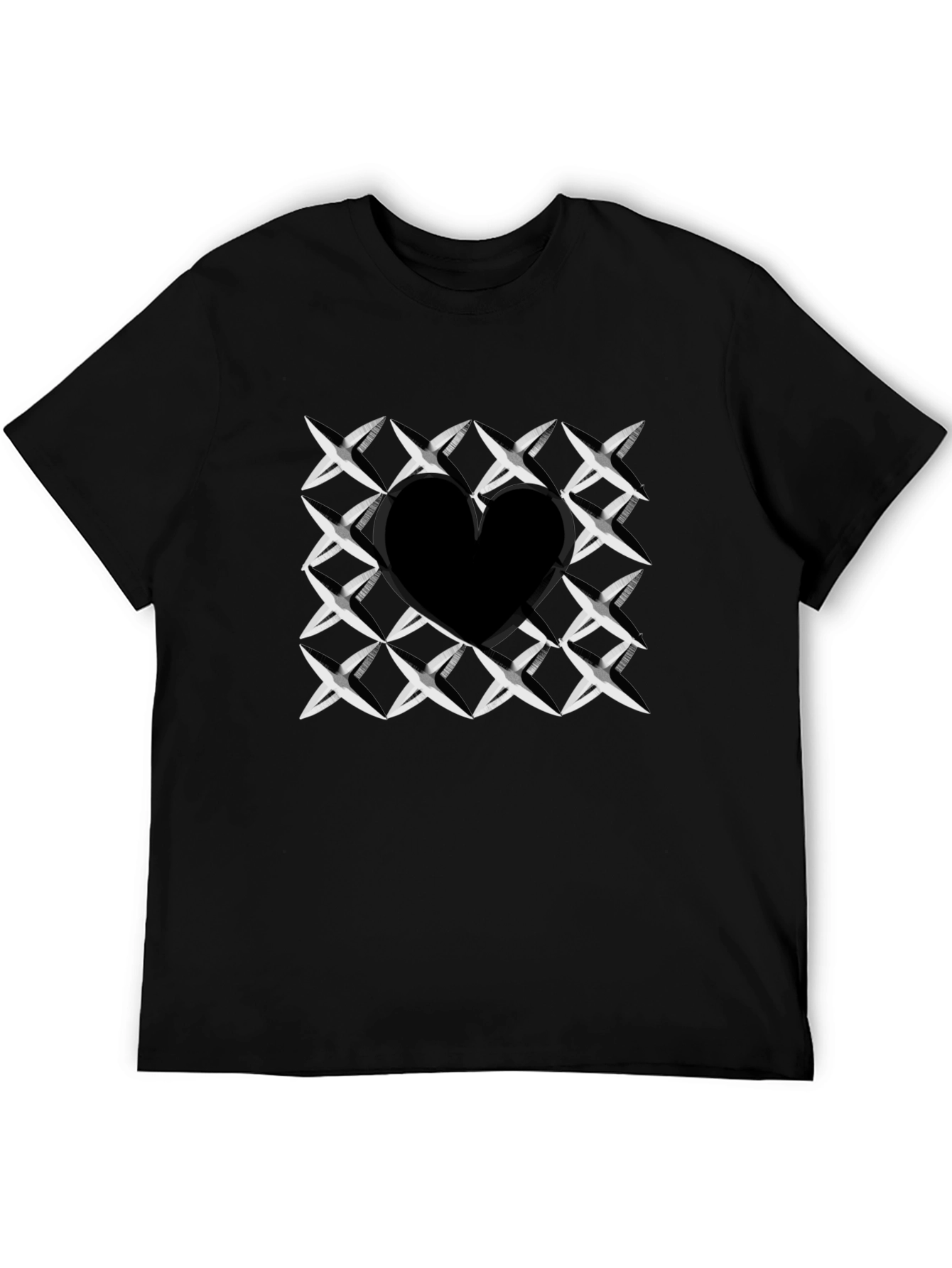 Heart Cutout T-Shirt - Stylish Black Graphic Tee