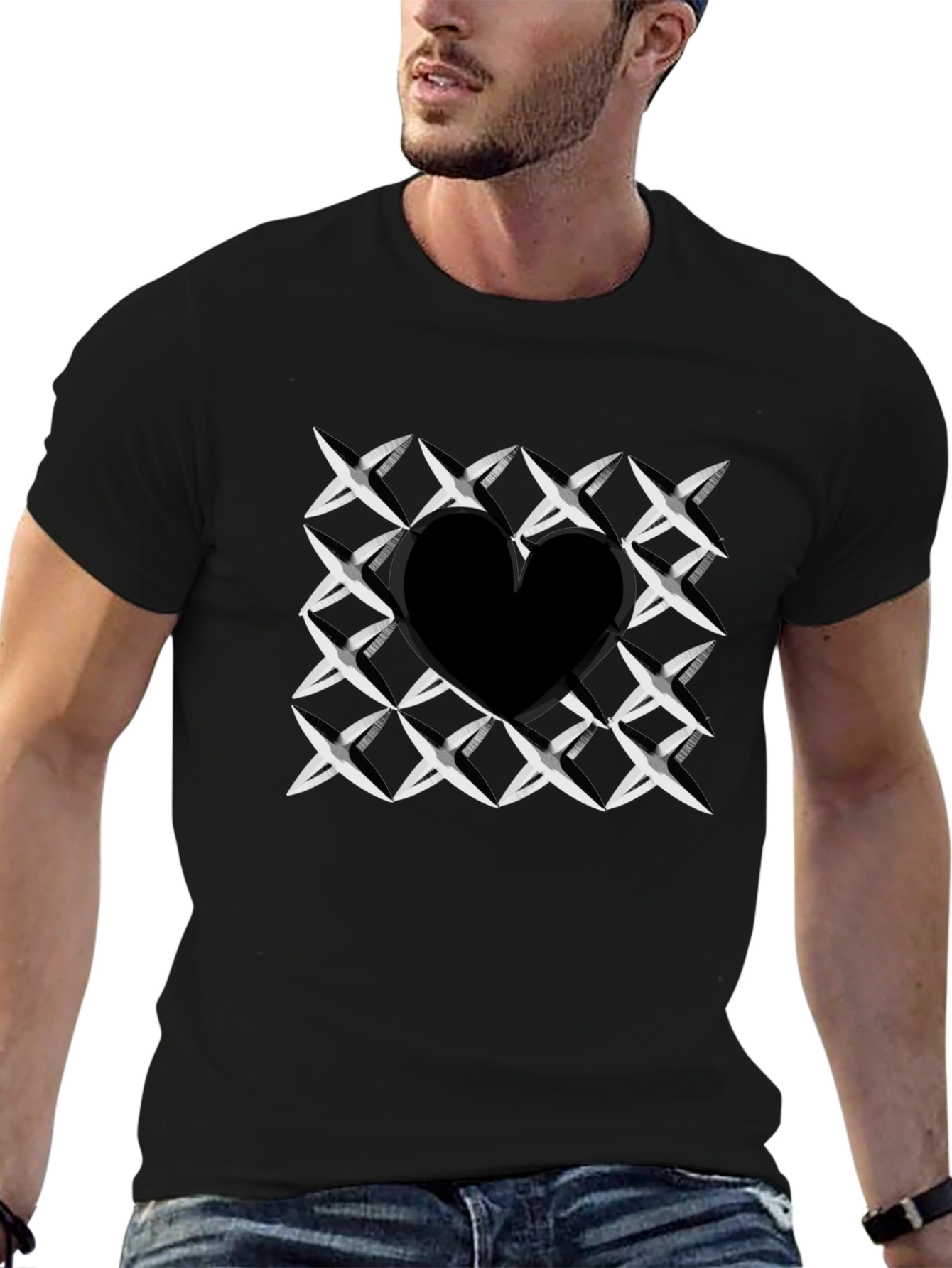 Heart Cutout T-Shirt - Stylish Black Graphic Tee