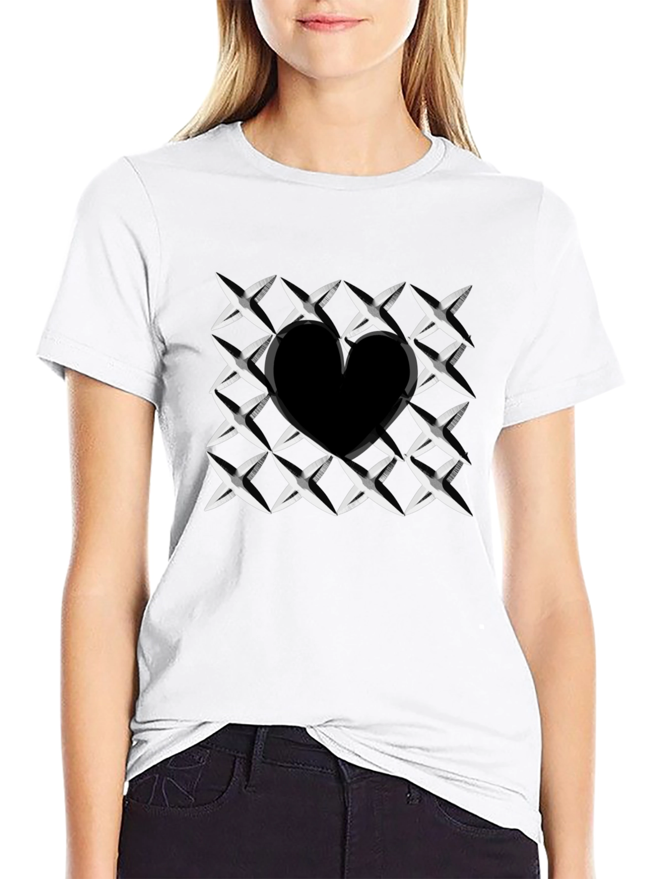 Heart Cutout T-Shirt - Stylish Black Graphic Tee