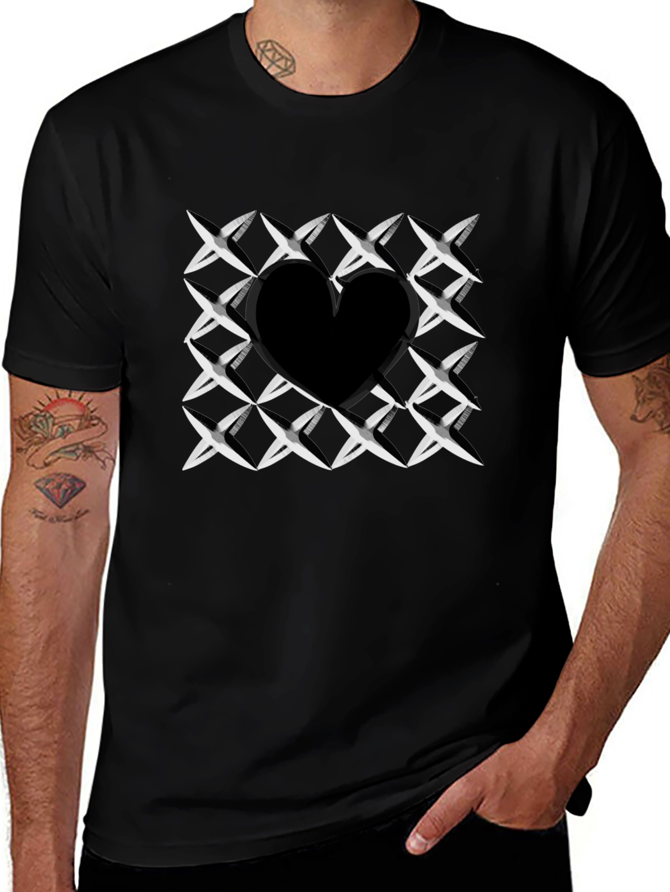 Heart Cutout T-Shirt - Stylish Black Graphic Tee