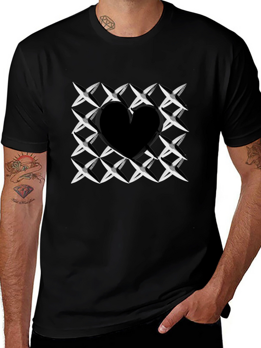 Heart Cutout T-Shirt - Stylish Black Graphic Tee