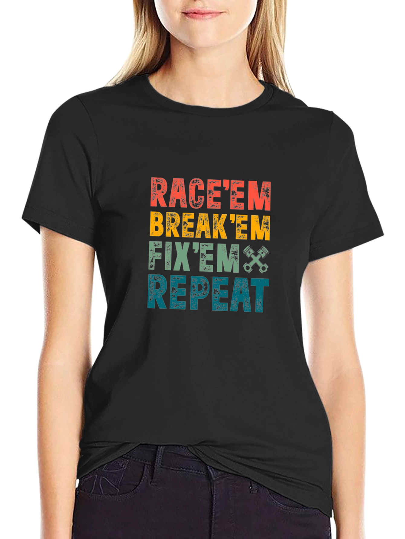 Raceem Breakem Fixem Repeat Graphic Tee