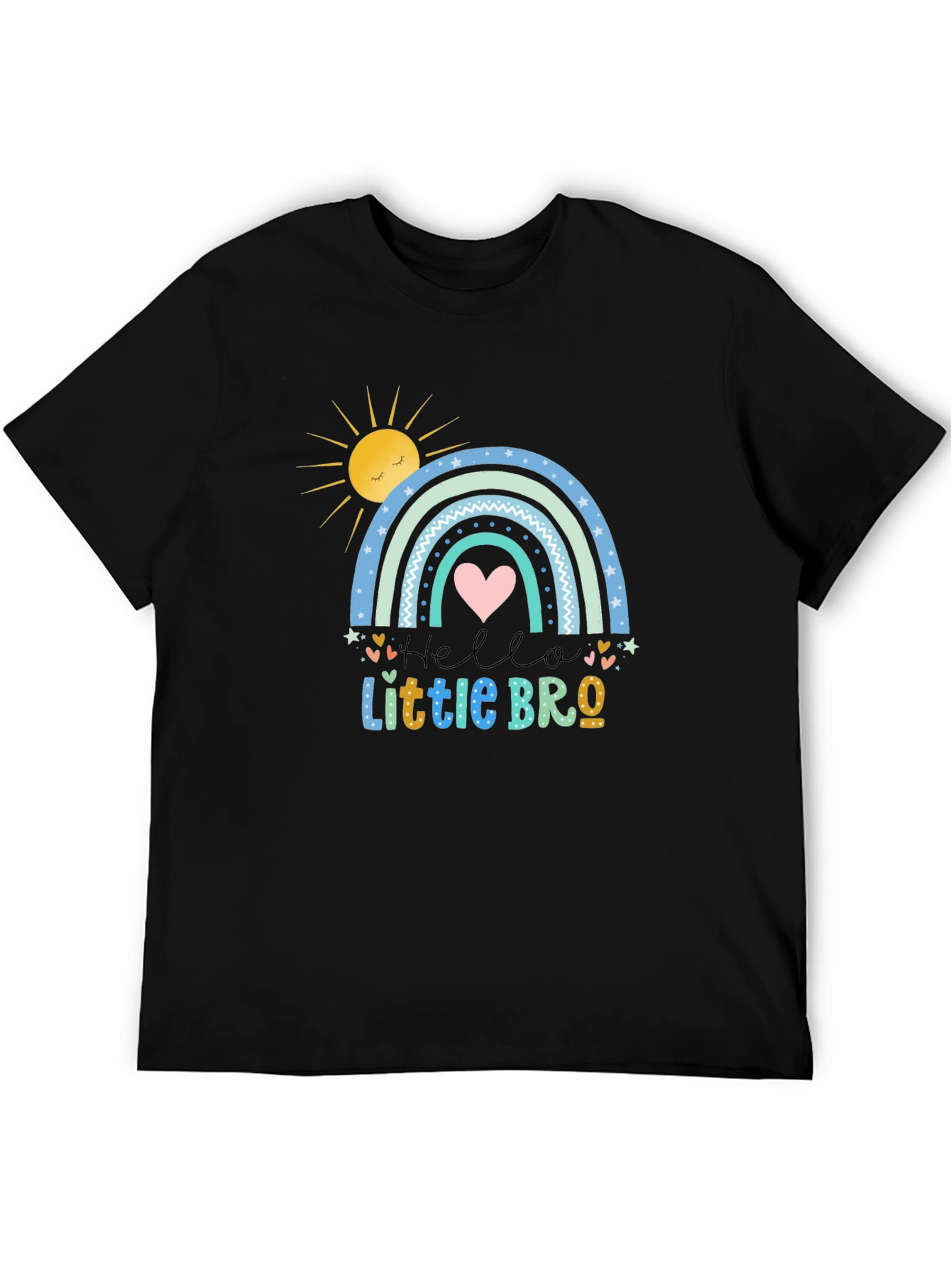 Hello Little Bro T-Shirt Rainbow Design