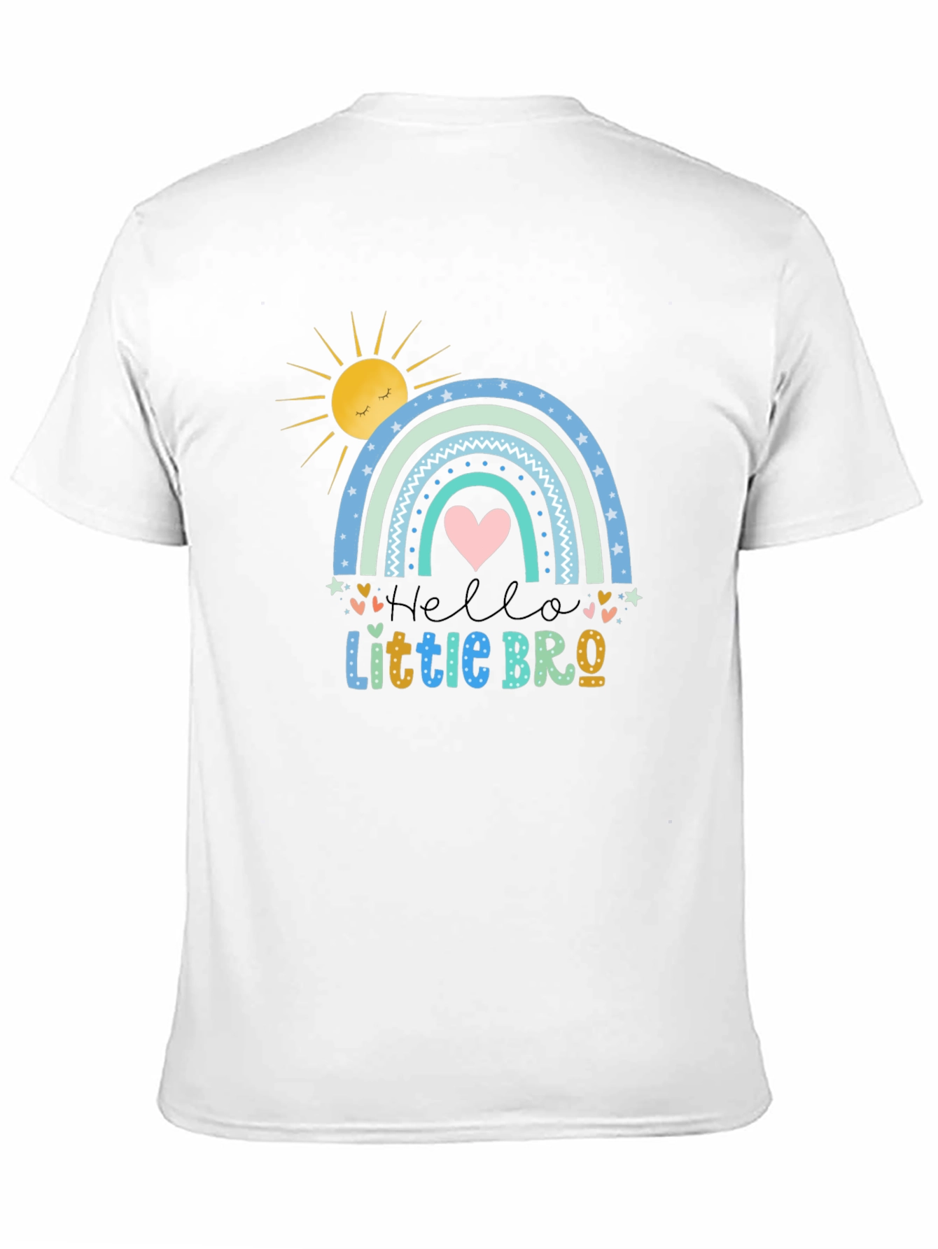 Hello Little Bro T-Shirt Rainbow Design