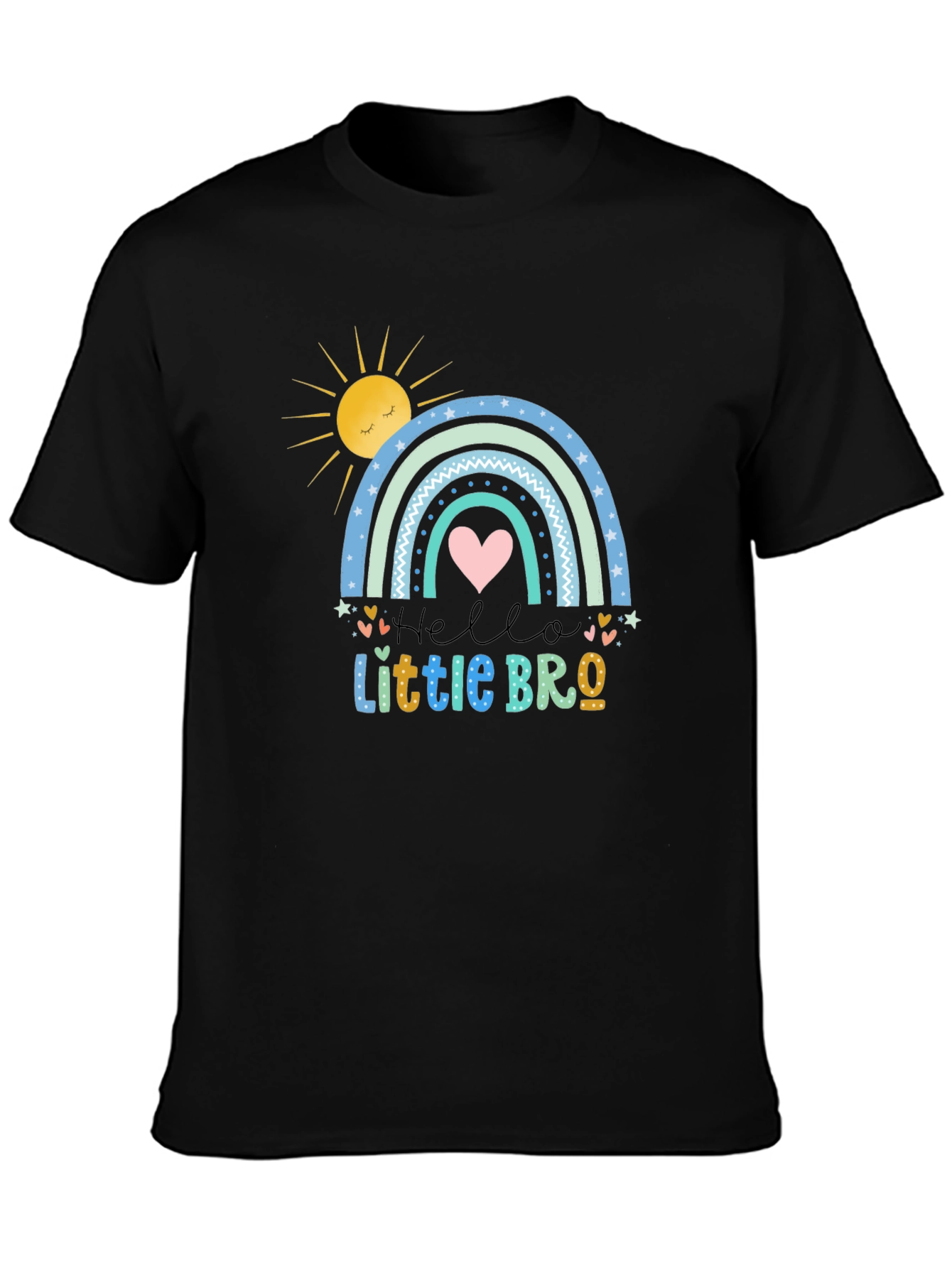 Hello Little Bro T-Shirt Rainbow Design