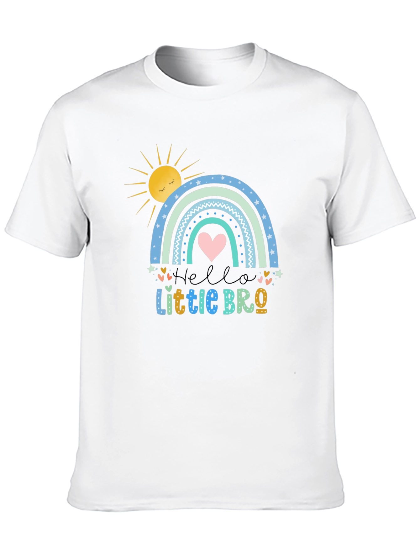Hello Little Bro T-Shirt Rainbow Design