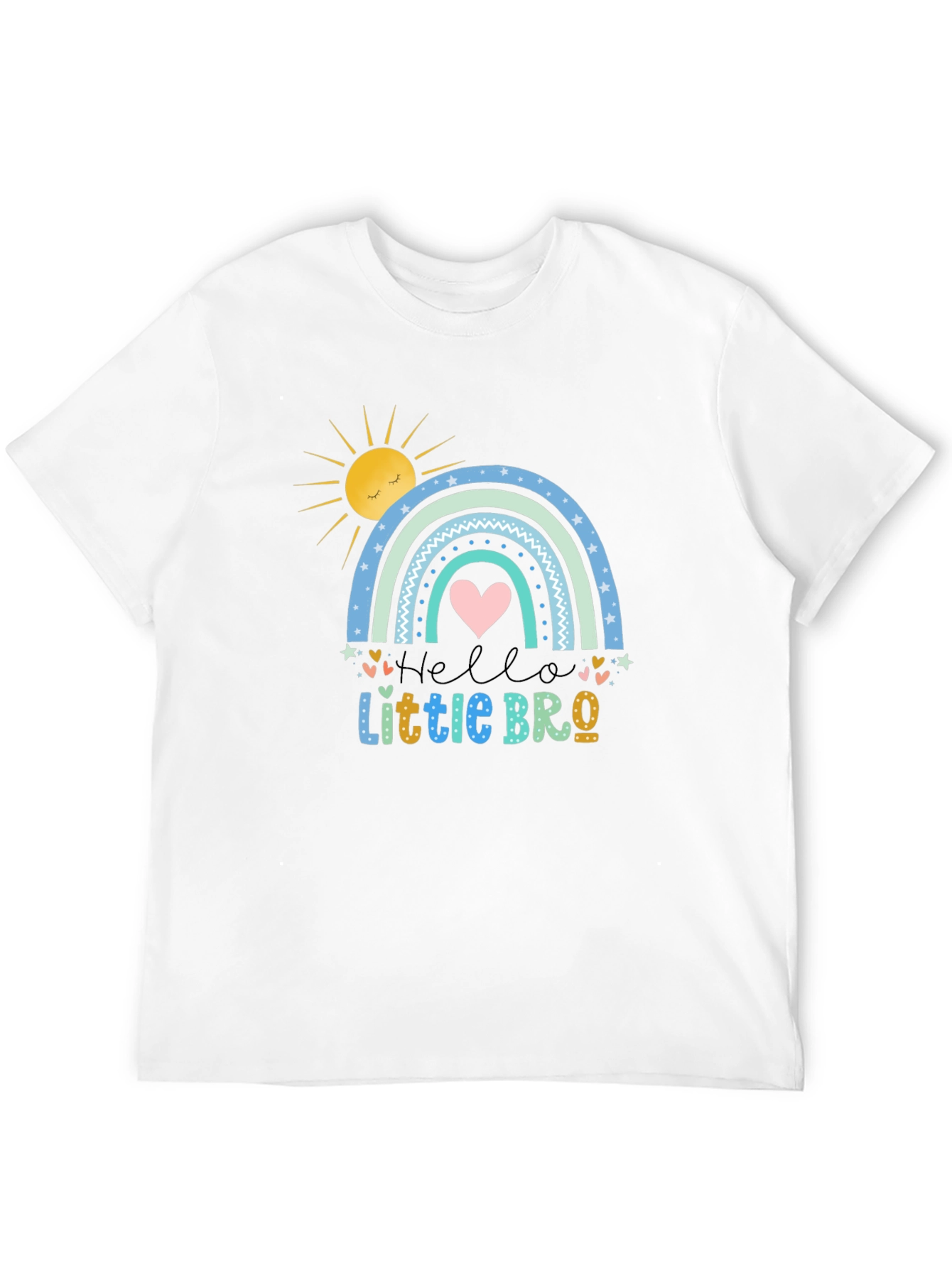 Hello Little Bro T-Shirt Rainbow Design