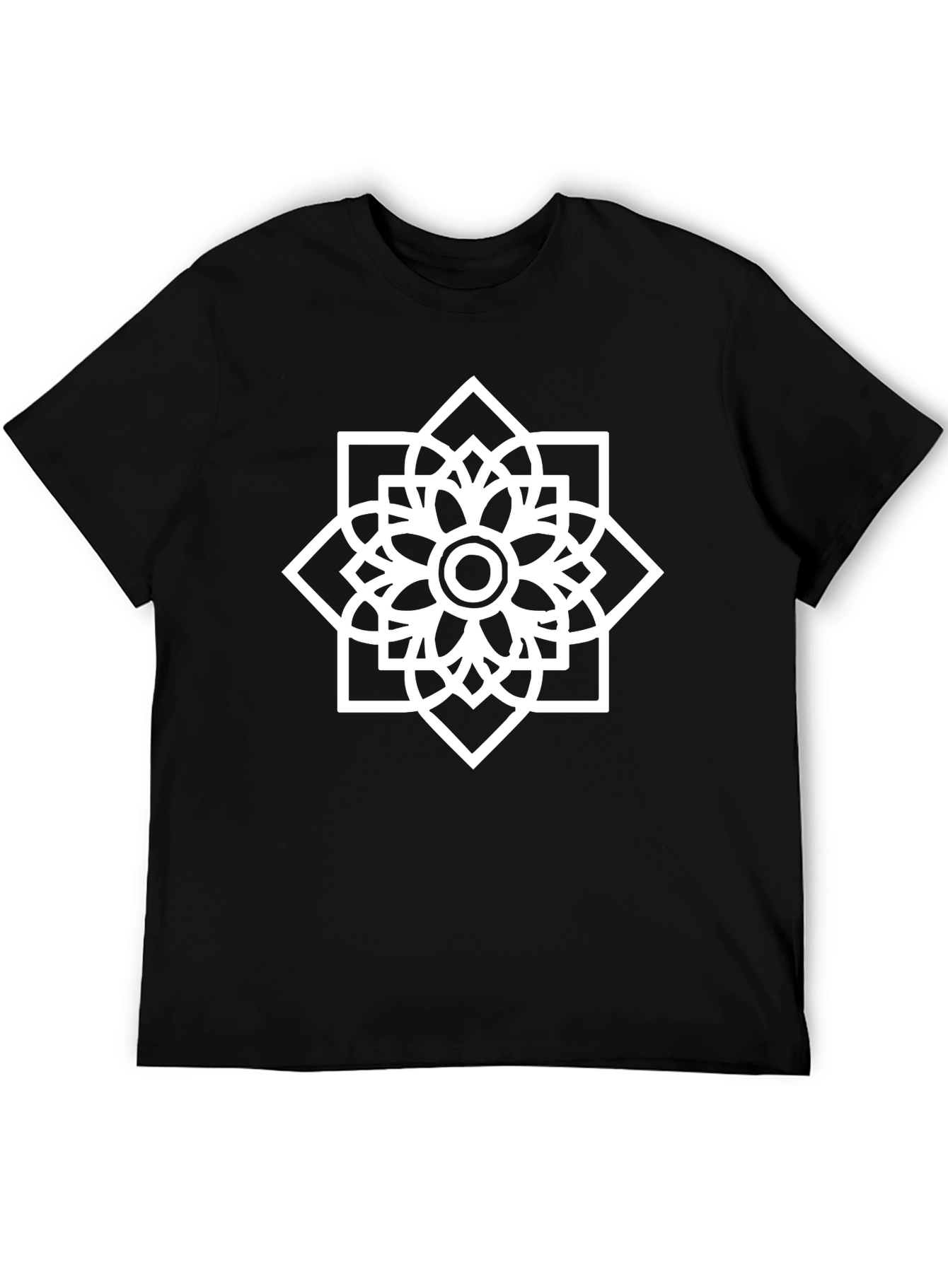 Geometric Floral Tee - Modern Black T-Shirt