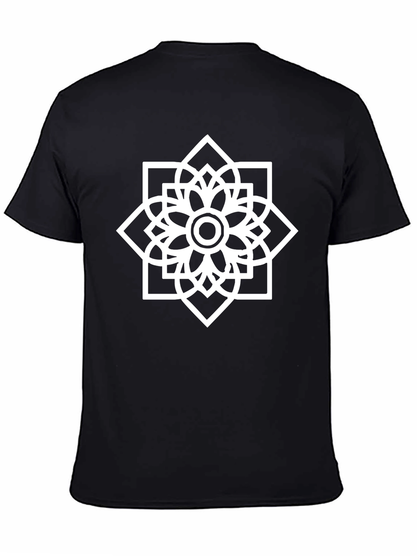 Geometric Floral Tee - Modern Black T-Shirt