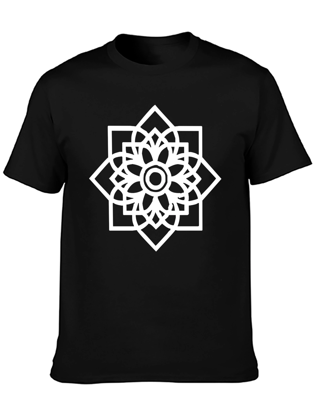 Geometric Floral Tee - Modern Black T-Shirt