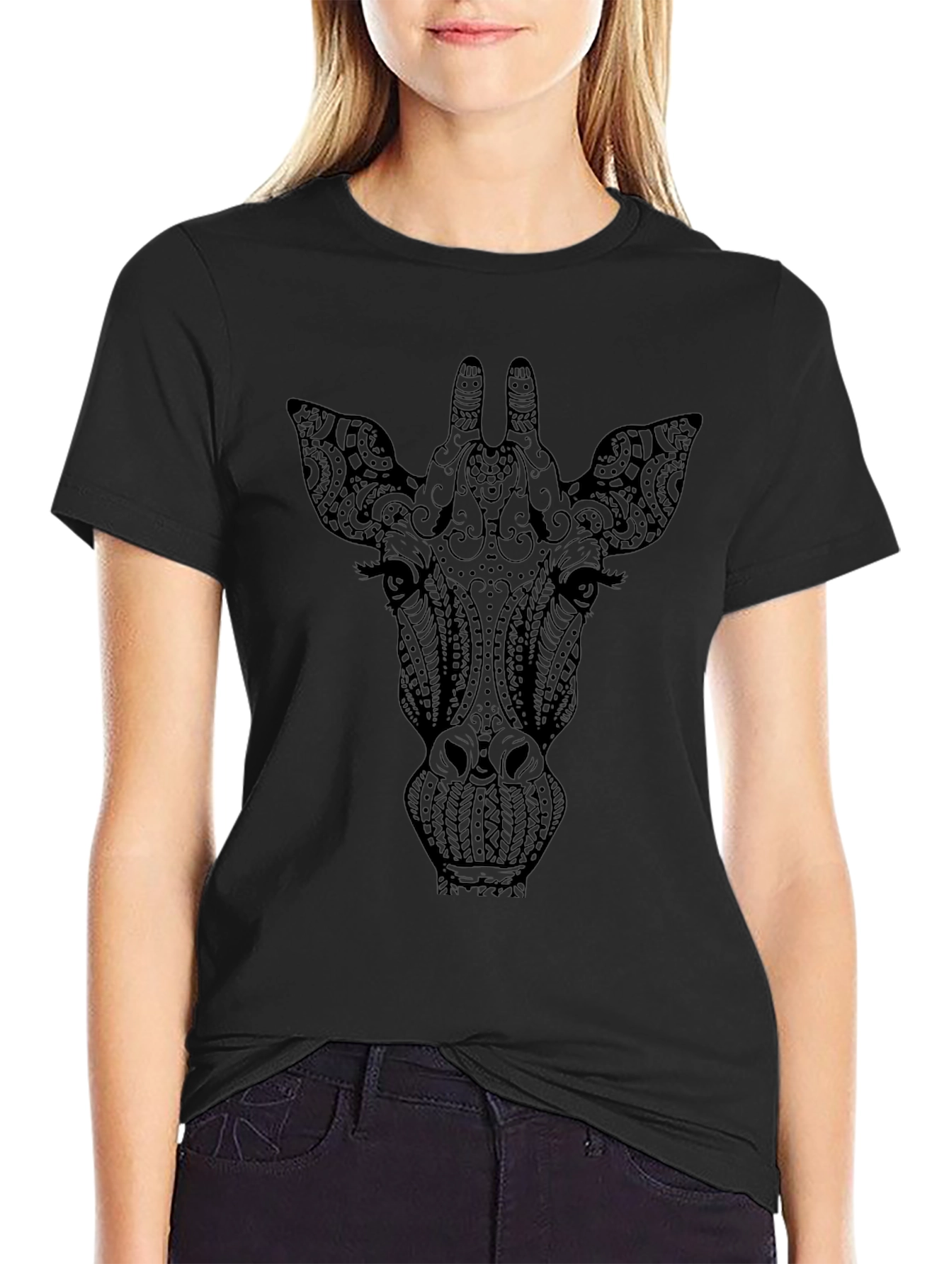 Giraffe Graphic Tee - Stylish Black T-Shirt