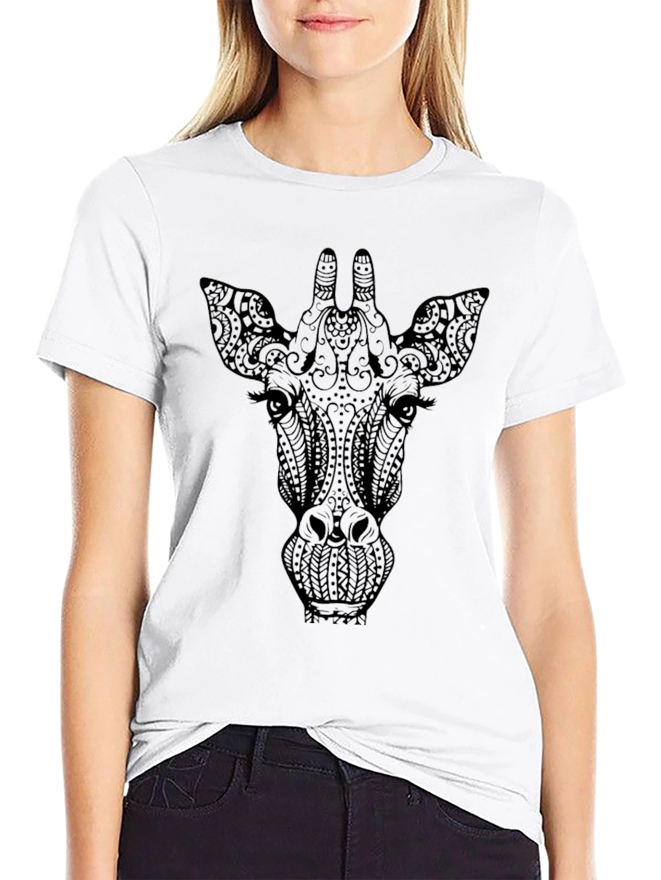 Giraffe Graphic Tee - Stylish Black T-Shirt