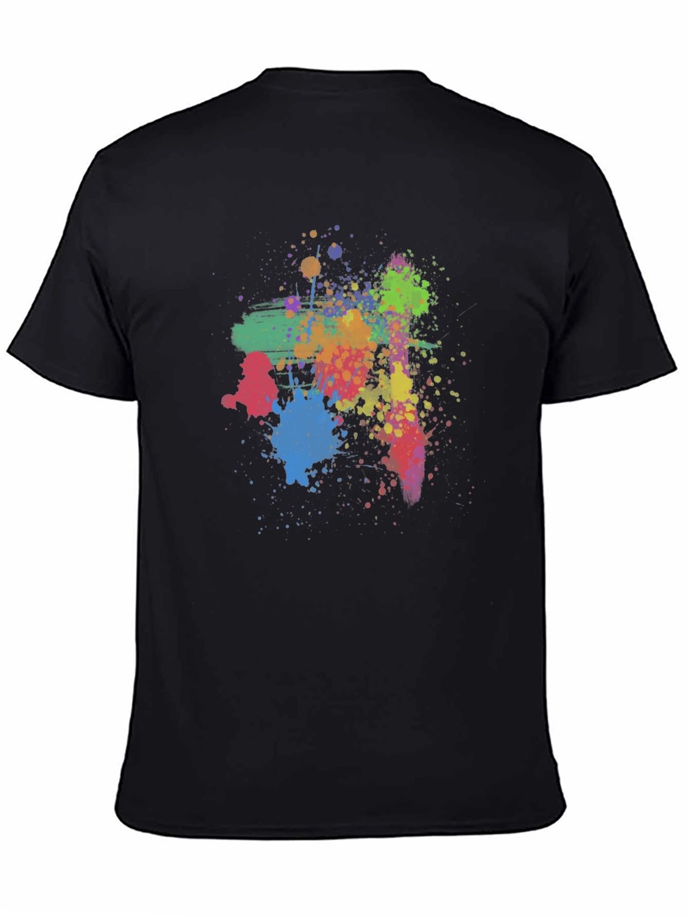 Abstract Paint Splatter Graphic Tee - Casual Black T-Shirt
