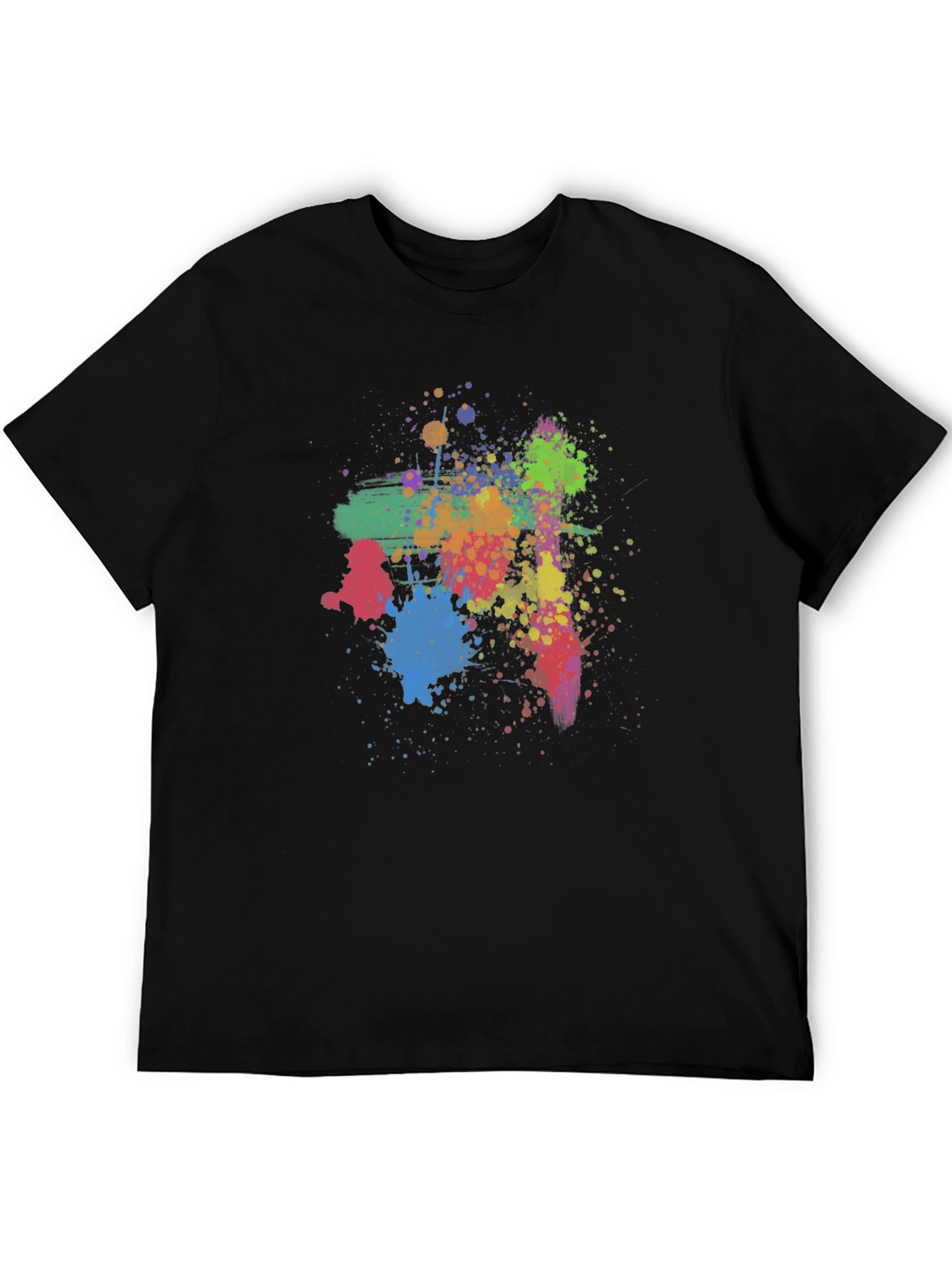 Abstract Paint Splatter Graphic Tee - Casual Black T-Shirt