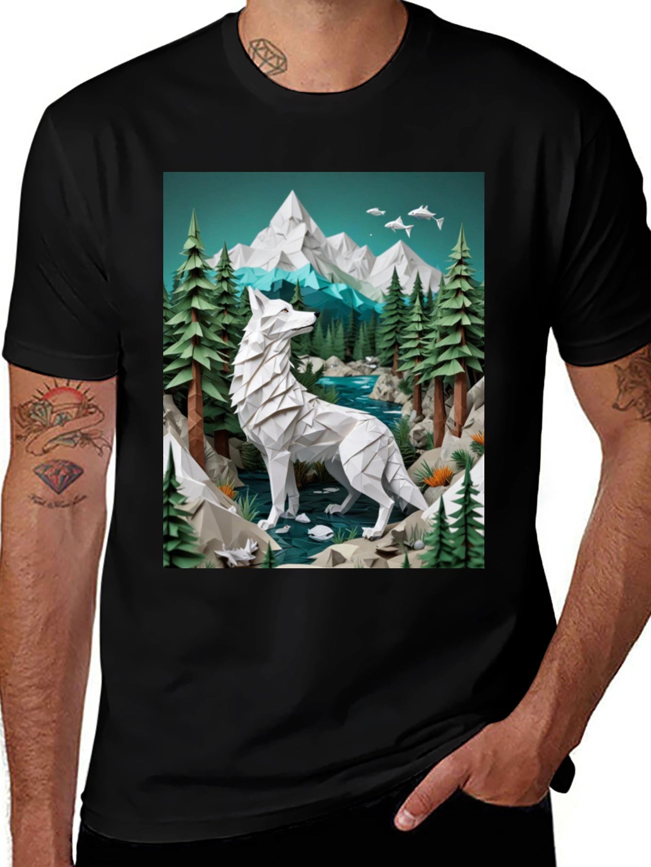 Geometric Wolf Graphic Tee - Wilderness Design