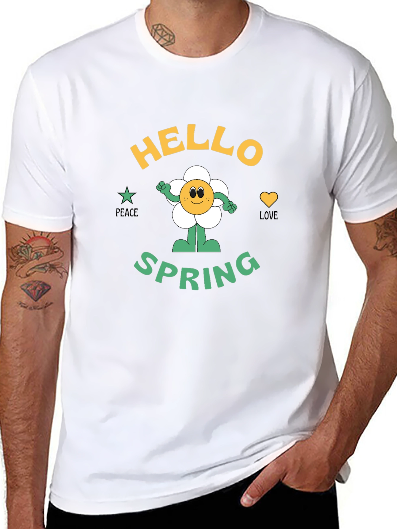 Hello Spring Graphic T-Shirt - Peace & Love!