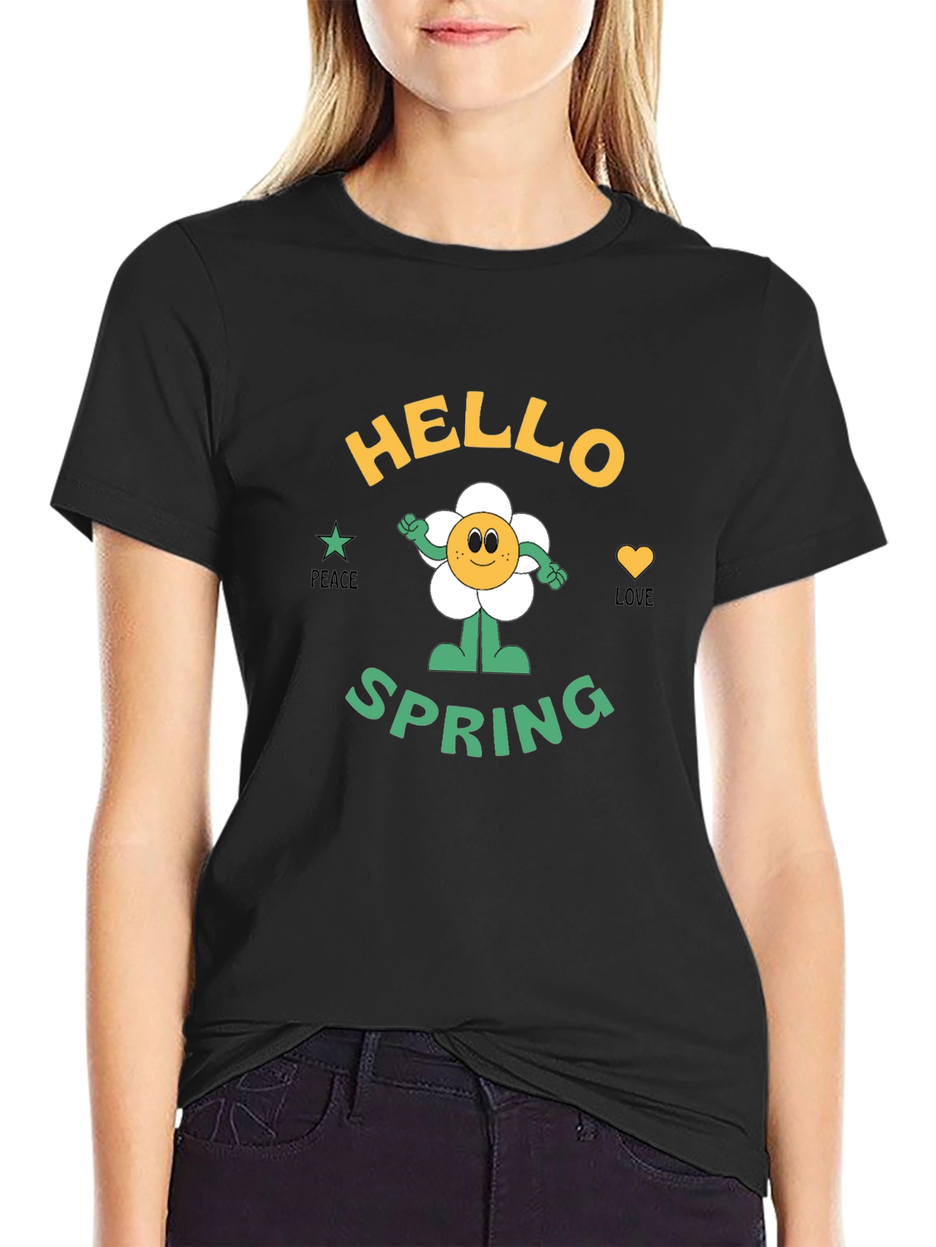 Hello Spring Graphic T-Shirt - Peace & Love!
