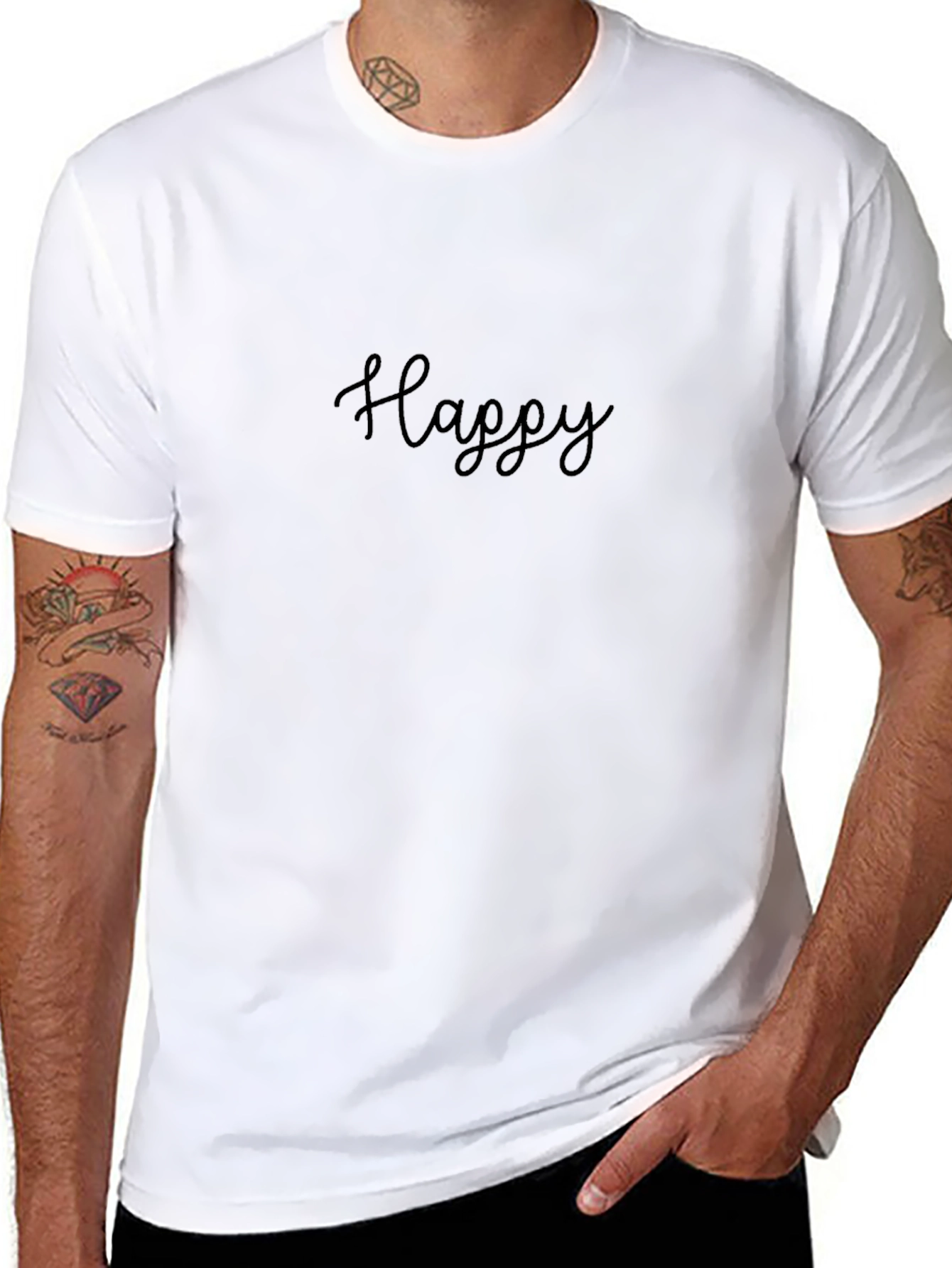 Happy Black T-Shirt - Casual & Comfortable