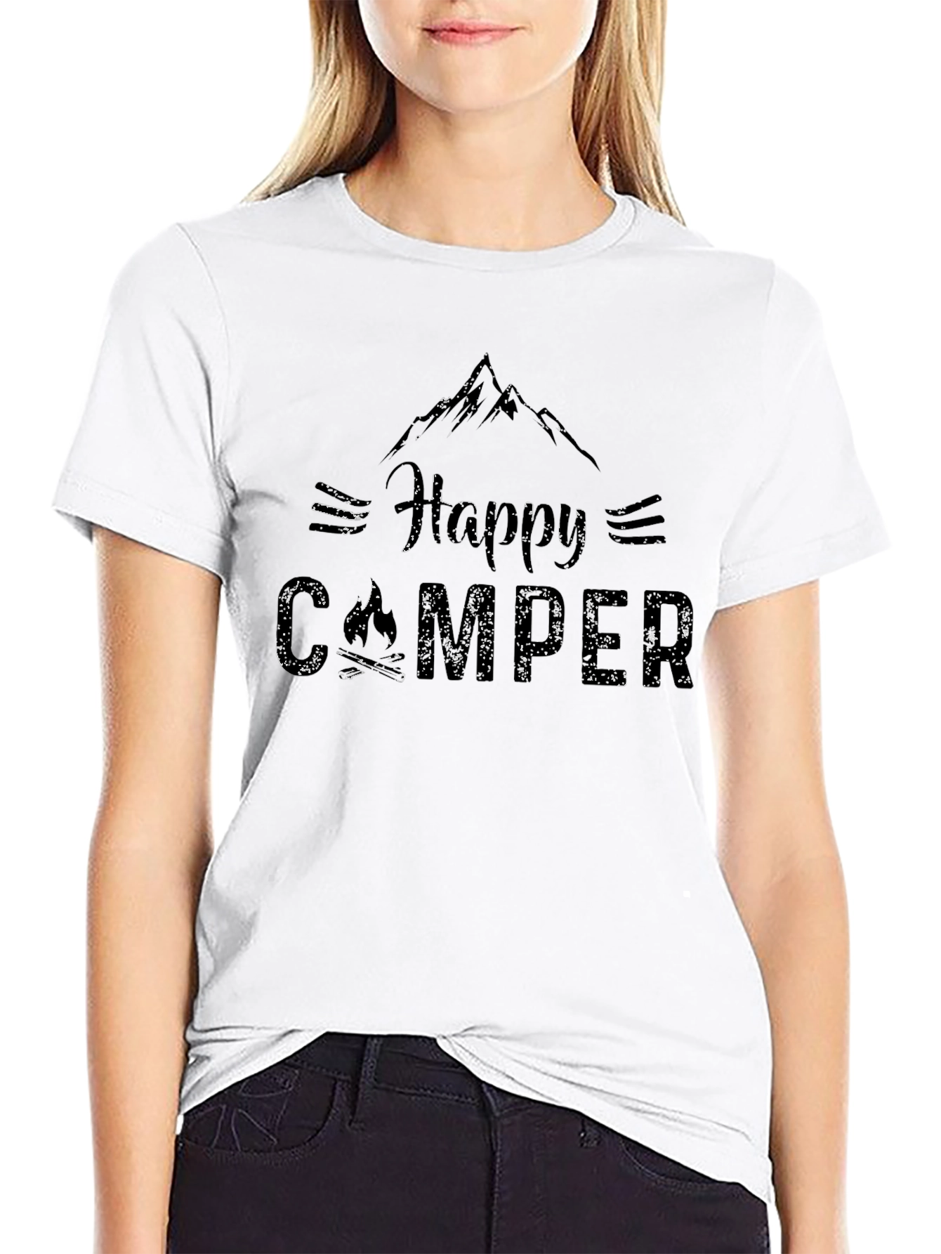 Happy Camper Graphic T-Shirt - Black